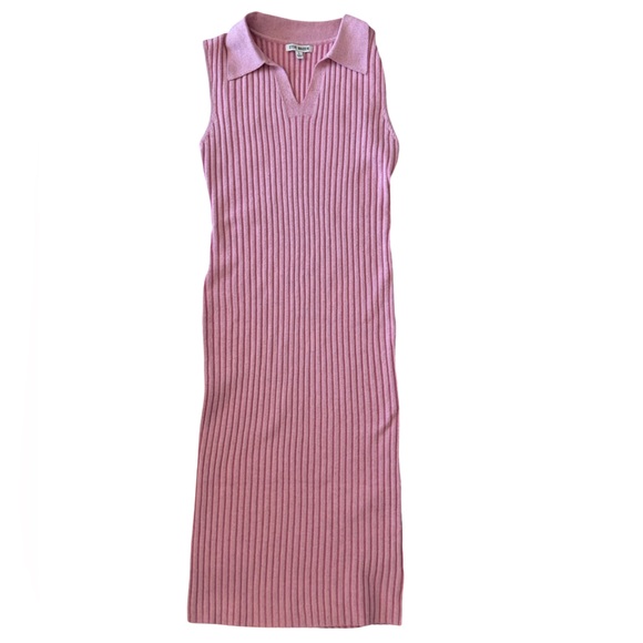 Steve Madden Dresses & Skirts - Steve Madden Ribbed Pink Midi Sleeveless Sweater Dress Large